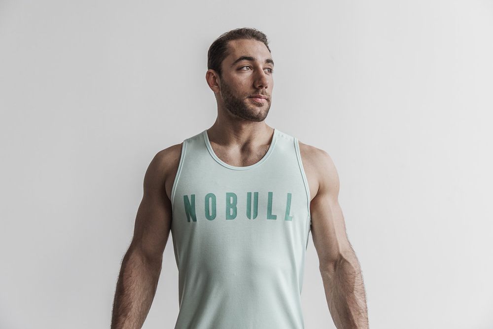 NOBULL Men's Tank Tops - Mist - Ireland (1450LVBWJ)